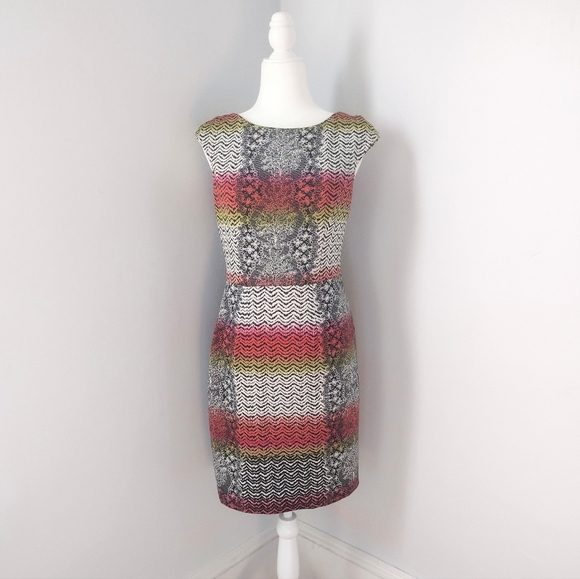 Maggy London Multi Pattern Dress Size 8 - Picture 1 of 6